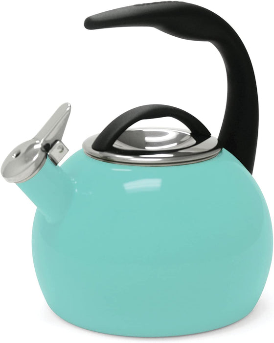 Chantal Anniversary Enamel on Steel Whistling Teakettle, 2 Quart, Aqua