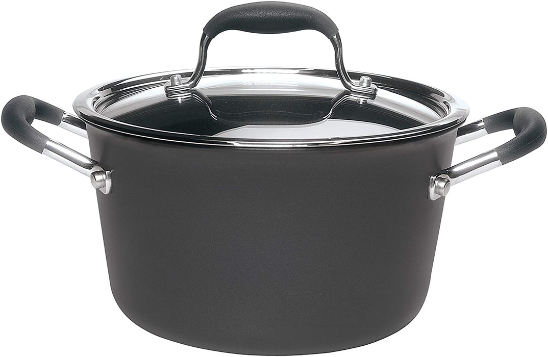 Anolon 82032 Advanced Hard Anodized Nonstick Sauce Pan/Saucepan with Lid, 4.5 Quart, Gray