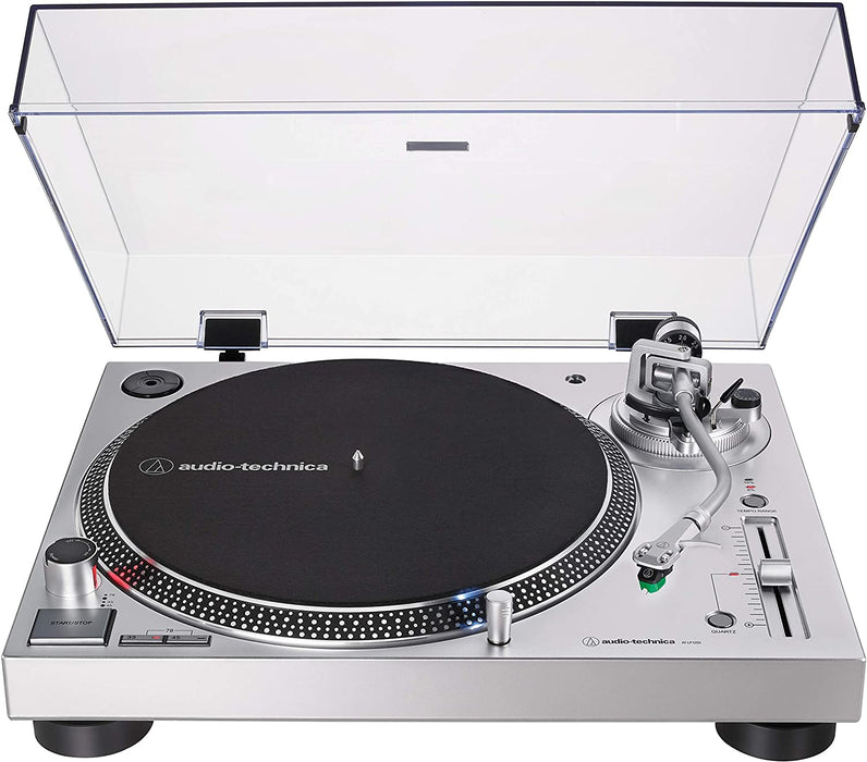 Audio-Technica AT-LP120XUSB-SV Direct-Drive Turntable (Analog & USB), Silver, Fully Manual, Hi-Fi, 3 Speed, Convert Vinyl to Digital, Anti-Skate Control, Variable Pitch Control