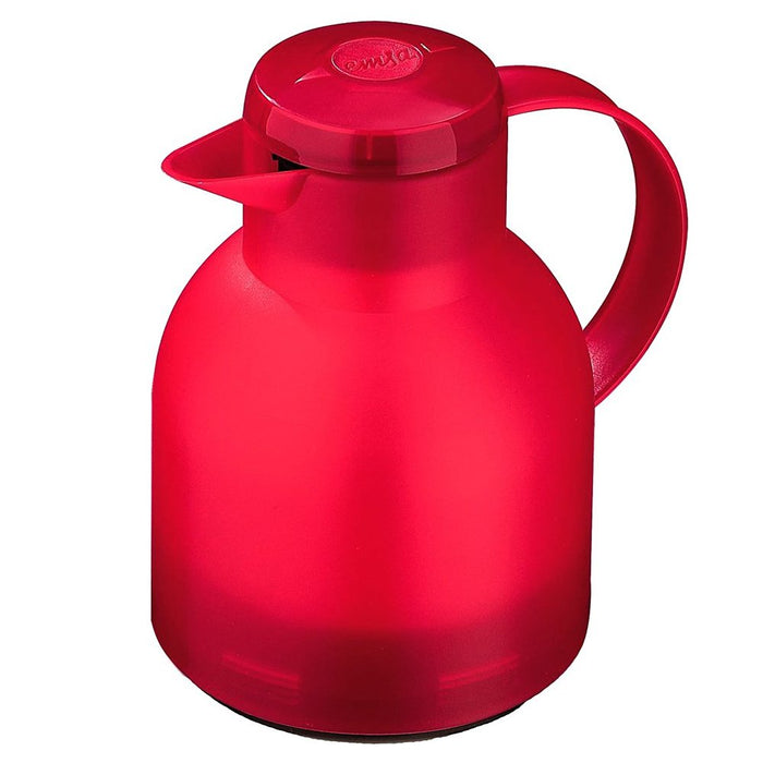 Emsa Samba, Quick Press, Vacuum Insulated Thermal Carafe, 34 oz, Translucent Red