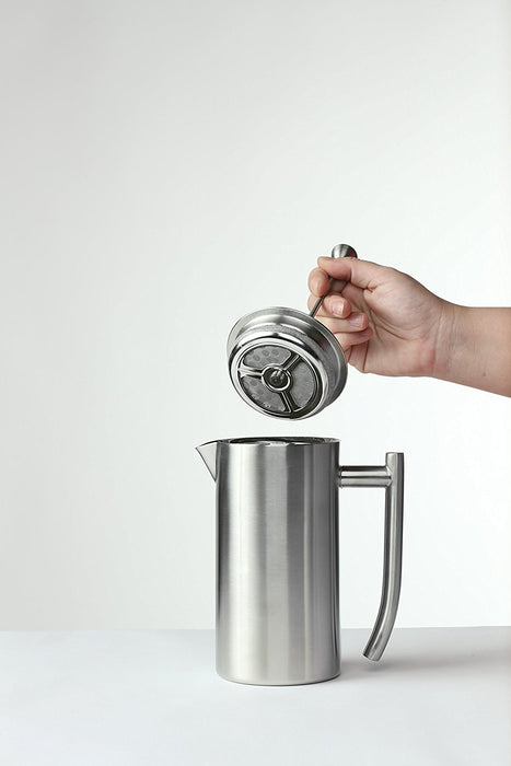 Frieling USA Double Wall Stainless Steel French Press Coffee Maker with Patented Dual Screen, Polished, 8-Ounce