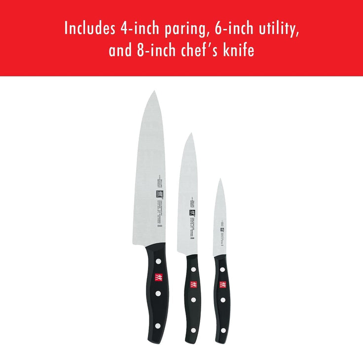 ZWILLING Twin Signature 3-pc German Knife Set, Razor-Sharp, Made in Company-Owned German Factory with Special Formula Steel perfected for almost 300 Years, Dishwasher Safe