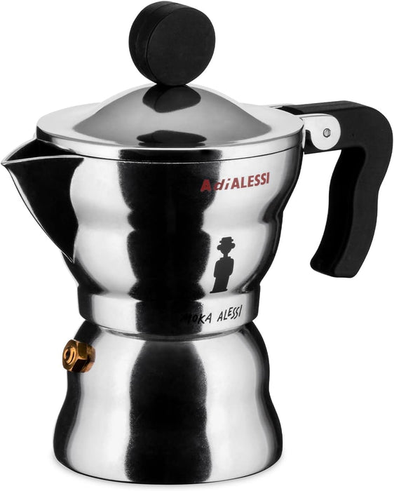 Alessi AAM33 by Alessandro Mendini Stovetop Espresso Maker, 1 Cup, Black