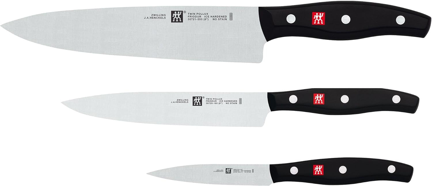 ZWILLING Twin Signature 3-pc German Knife Set, Razor-Sharp, Made in Company-Owned German Factory with Special Formula Steel perfected for almost 300 Years, Dishwasher Safe