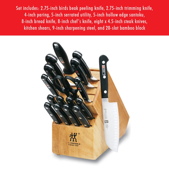 ZWILLING Professional S 18-Piece Knife Block Set, Chef Knife, Serrated Utility Knife, Steak Knife Set, Black