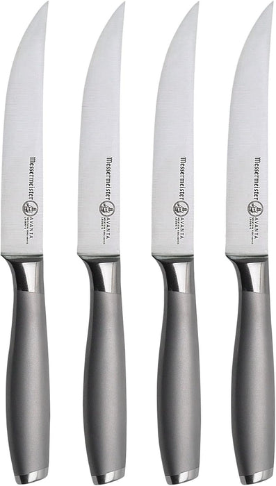 Messermeister Avanta Forged 5” Fine Edge Steak Knife Set - German X50 Stainless Steel - Rust Resistant & Easy to Maintain - Includes 4 Steak Knives