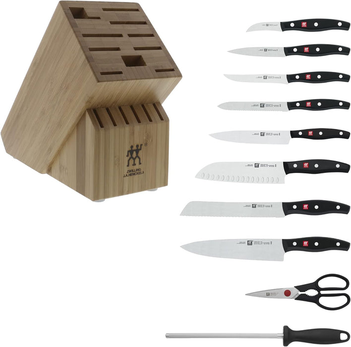 ZWILLING Twin Signature 11-Piece German Knife Set with Block, Razor-Sharp, Made in Company-Owned German Factory with Special Formula Steel perfected for almost 300 Years, Dishwasher Safe