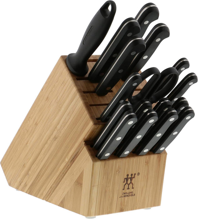 Zwilling Twin Gourmet Classic 18-pc Knife Block Set, Stamped German Stainless Steel, 3 Rivet Handle, No-Stain Blades, Includes Kitchen Shears and Honing Steel, Made in Spain