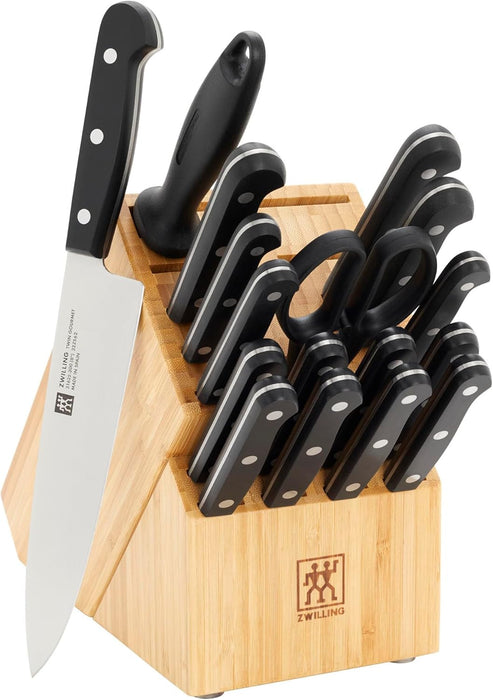 ZWILLING Twin Gourmet Classic 18-pc Knife Block Set, German Stainless Steel, 3 Rivet Handle, No-Stain, Includes Shears Honing Steel