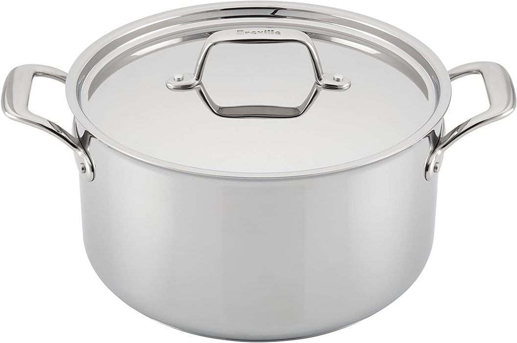 Breville Thermal Pro Stainless Steel Stock Pot/Stockpot with Lid, 8 Quart, Silver