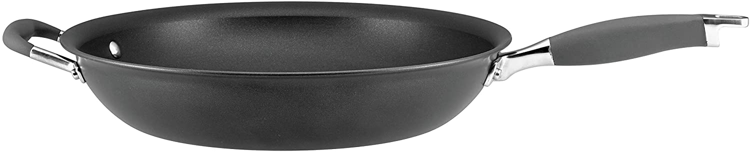 Anolon 81958 Advanced Hard Anodized Nonstick Frying Pan / Fry Pan / Hard Anodized Skillet with Helper Handle - 14 Inch, Gray