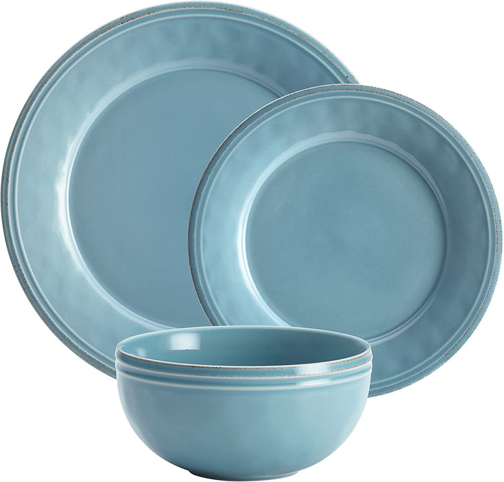 Rachael Ray Cucina Stoneware Dinnerware Set, 16-Piece, Agave Blue