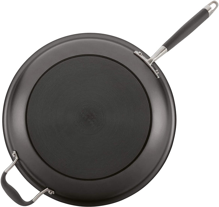 Anolon 81958 Advanced Hard Anodized Nonstick Frying Pan / Fry Pan / Hard Anodized Skillet with Helper Handle - 14 Inch, Gray