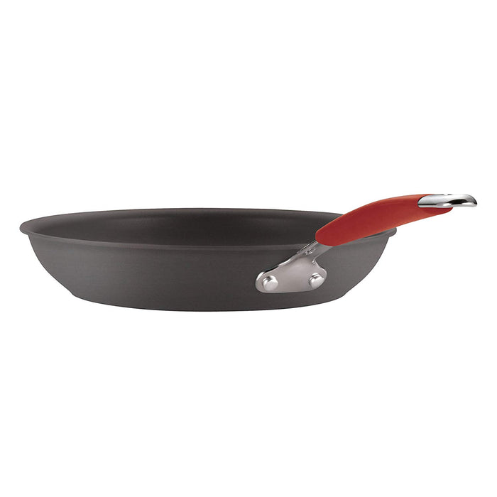 Rachael Ray Cucina Hard-Anodized Aluminum Nonstick Skillet Set, 9.25-Inch and 11.5-Inch, Gray/Cranberry Red