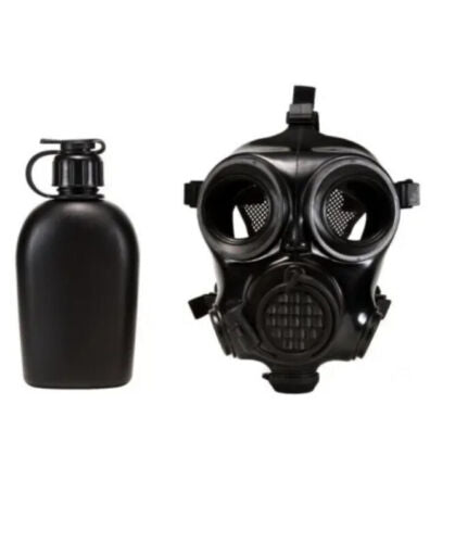 Military Chemical Warfare CBRN Gas Mask by MIRA Pt.# CM-7M Medium Size W/canteen